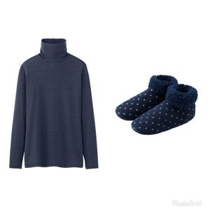 Uniqlo polka dot Heatech turtleneck and socks